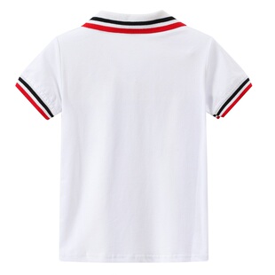 儿童白色t恤短袖男童女童有纯翻领polo衫定制带领小学生校服班服8