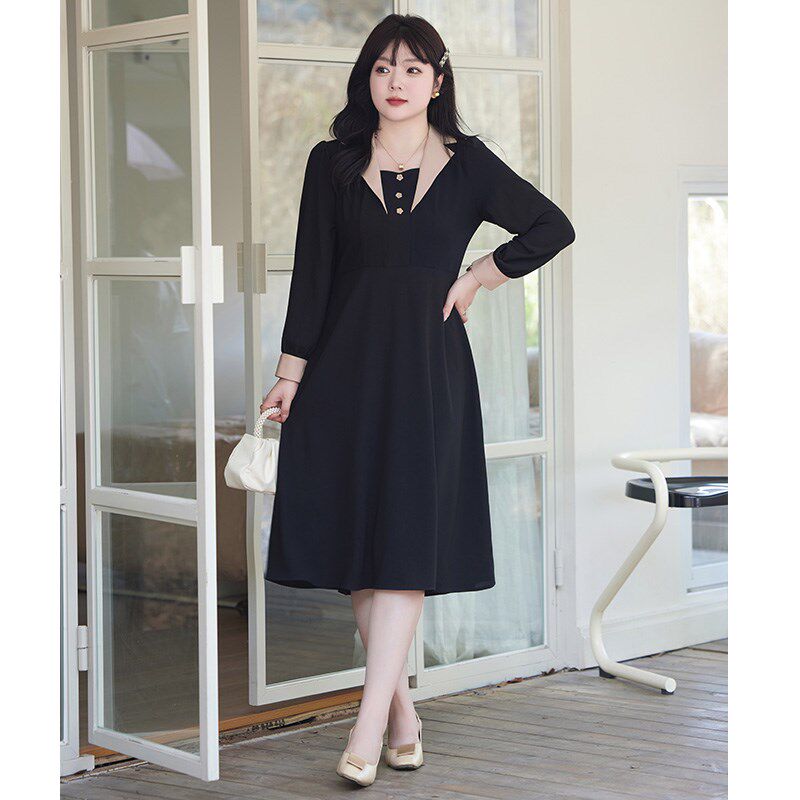 2024新款秋季大码女装气质西装领长袖胖mm连衣裙显瘦收腰A字版型