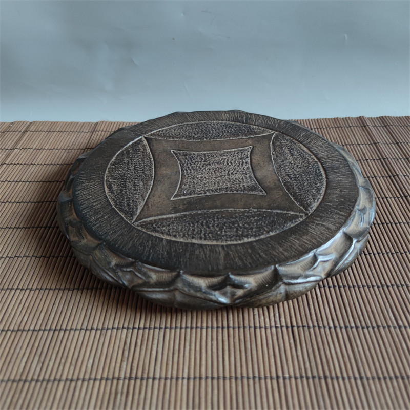 天然青石雕刻荷花壶承茶托宝贝底座民俗怀旧工艺雅居茶舍实用收藏