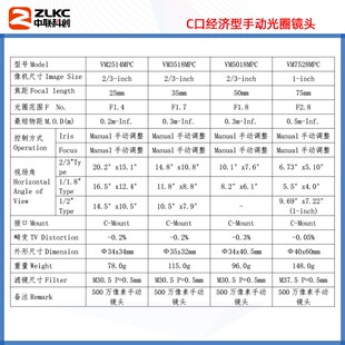 12mm 500万像素2 3英寸工业镜头C口5mm 8mm 75mm手动光圈定 16mm