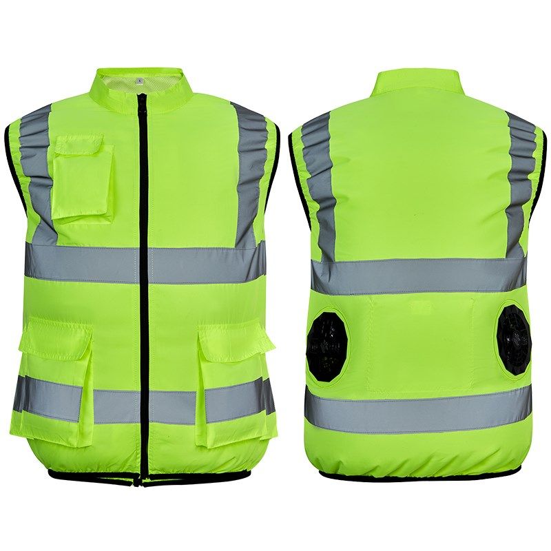 夏季反光背心带电风扇衣服降温工作服制冷马甲男女款环卫工空调服