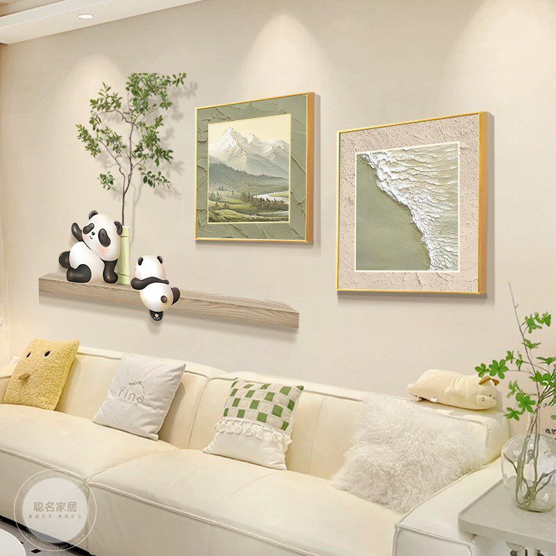 奶油风客厅装饰画简约电视沙发背景墙挂画2024款玄关餐厅组合壁画