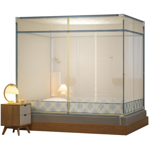 防尘顶蚊帐家用儿童防摔全封闭围栏1.5米1.8m床蒙古包免安装支架