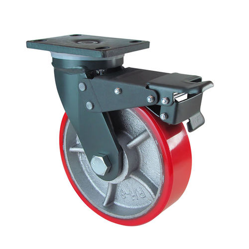 加厚万向轮加重型3/5吨铸铁PU耐磨承重载4/6/8寸龙门架超重型脚轮