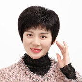 透气真发 短发化疗后光头薄款 2024新款 假发女全头套中年女士妈妈款