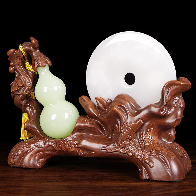 五福临门玉石平安扣葫芦摆件客厅酒柜电视柜装饰新家乔迁开业礼品