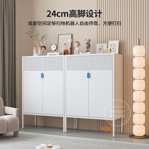 北欧轻奢铁艺餐边柜茶水酒柜家用客厅卧室通风款收纳柜阳台储物柜