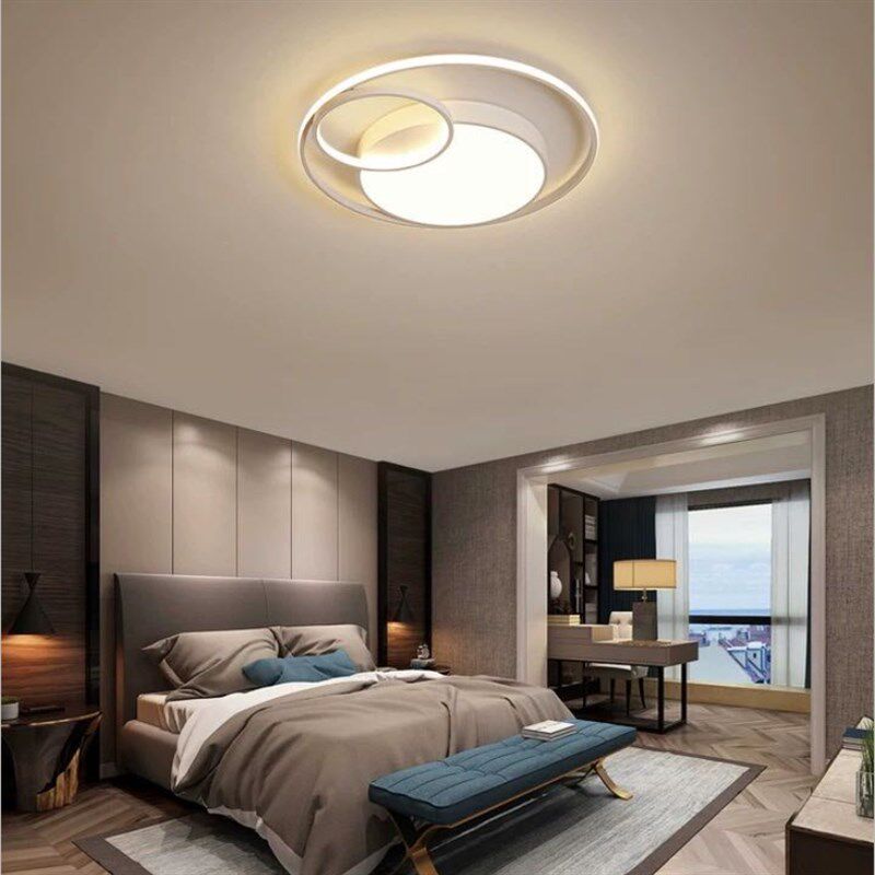 led卧室灯遥控吸顶灯圆形房间灯书房灯温馨浪漫婚房北欧轻奢灯具
