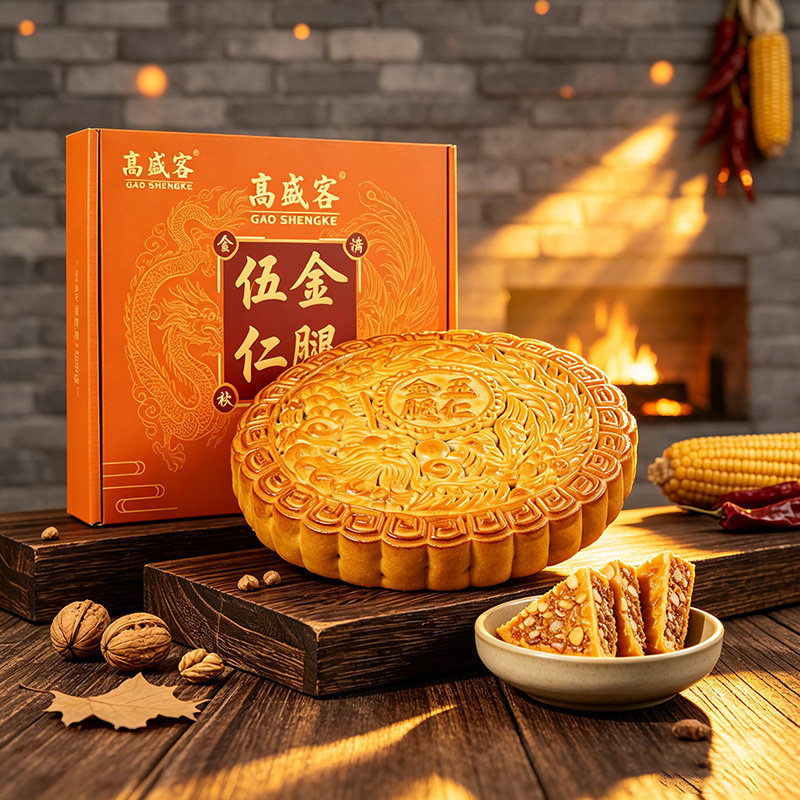 高盛客拖罗饼五仁金腿月饼金桔冬翅蛋黄莲蓉大月饼500g装刀叉送礼
