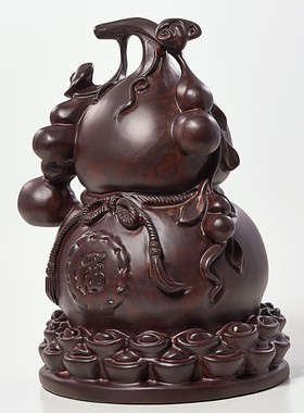 黑檀实木雕刻葫芦摆件大号多子多福家居办公室装饰乔迁送礼工艺品