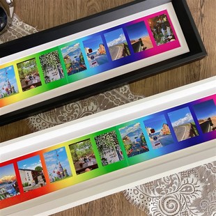 拍立得相框彩虹相纸专用画框实木长条相框mini3寸摆台挂墙照片框