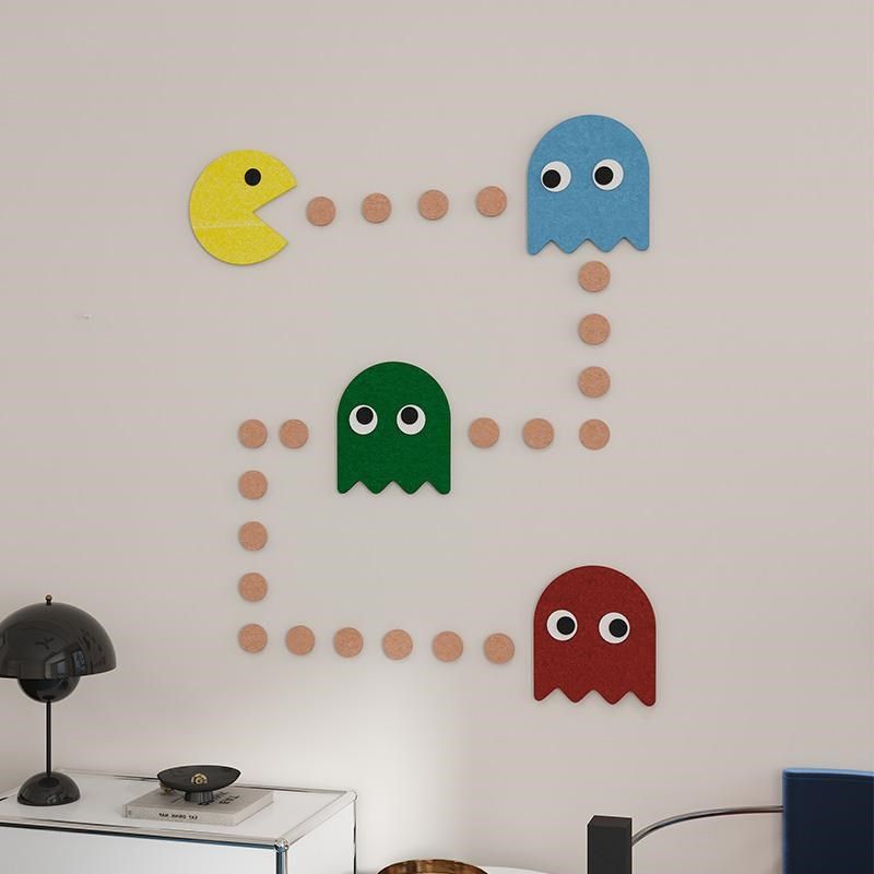 吃豆人墙面装饰遮丑毛毡墙贴趣味卧室宿舍房间布置贴画自粘墙壁,家居饰品,软装墙贴,淘宝优惠券,粉丝福利购,淘宝优惠卷