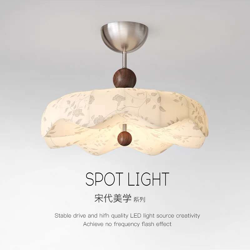 宋代美学卧室吊灯中国风护眼吸顶吊灯温馨装饰布艺灯具护眼儿童房