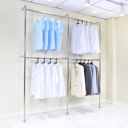 服装店壁挂衣架双层衣架陈列架时装架上墙多组钉墙服装货架可定制