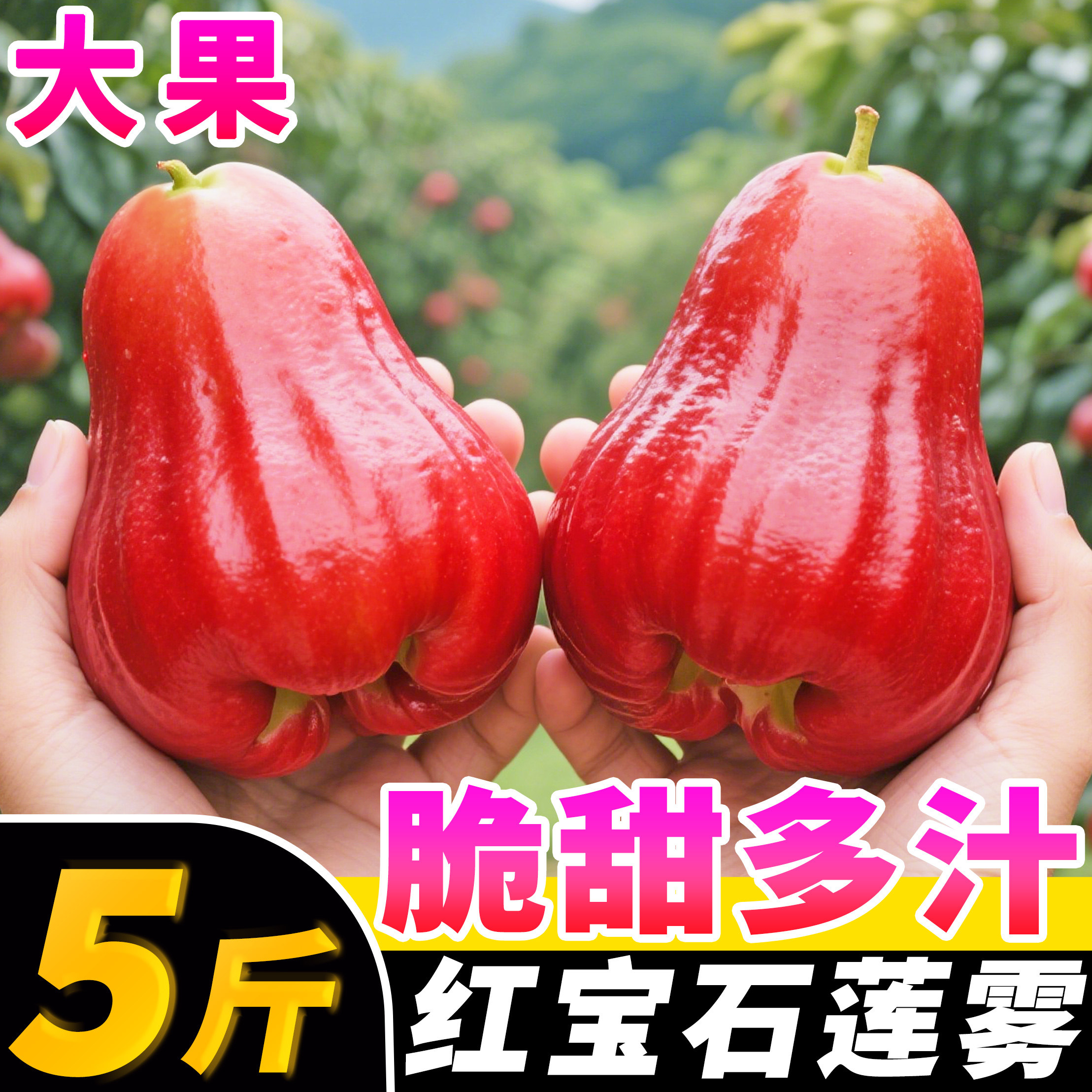 海南莲雾果5斤新鲜水果当季现摘整箱红宝石连雾果雾连黑金刚包邮,水产肉类/新鲜蔬果/熟食,莲雾,淘宝优惠券,粉丝福利购,淘宝优惠卷