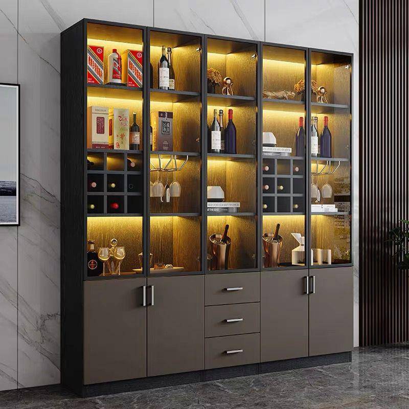 玻璃门酒柜酒架家用客厅餐柜靠墙轻奢高档展示柜现代简约储物