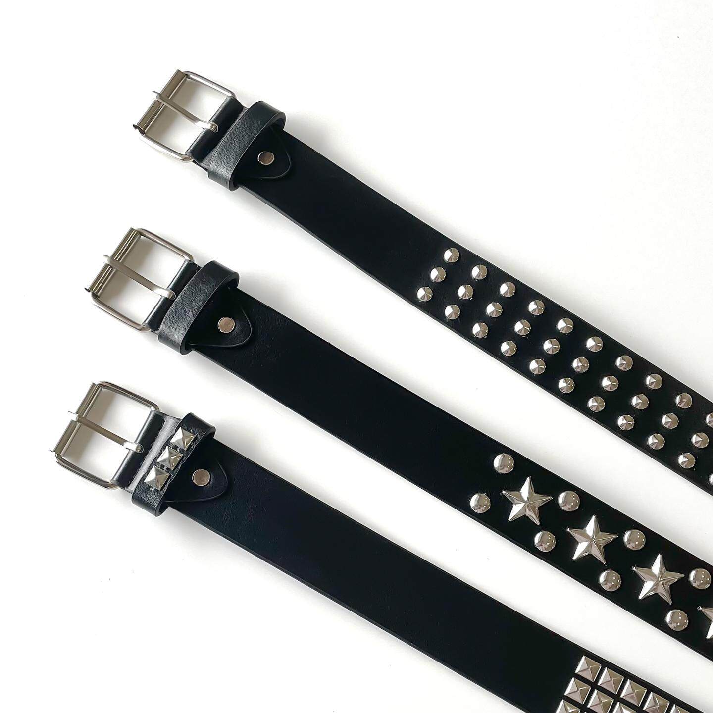 美式复古重工腰带配饰女收腰装饰牛仔裤金属铆钉皮带宽版新款