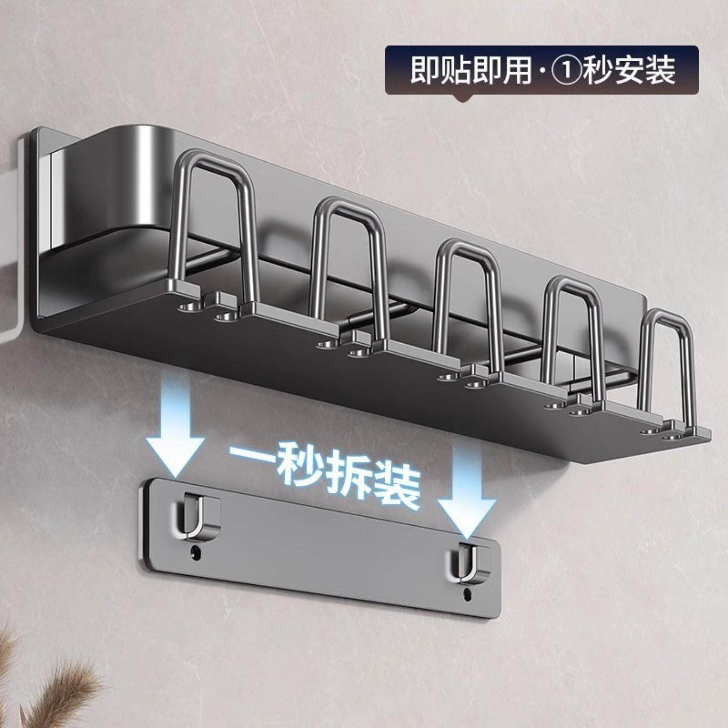 牙刷置物架免打孔刷牙杯漱口杯挂架壁挂式卫生间太空铝牙杯收纳架