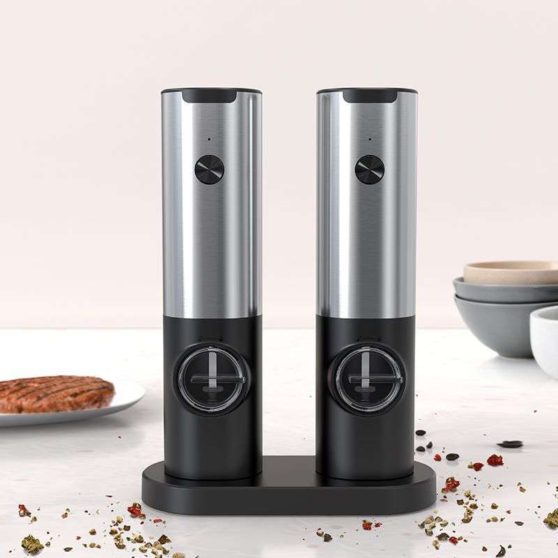 黑胡椒粒研磨器磨碎椒盐粉调料瓶海盐胡椒粉不锈钢食物电动黑椒