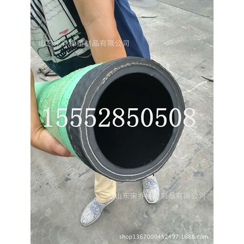 抗洪抗旱钢丝螺纹橡胶管DN100-300mm黑色输水排泥抽沙橡胶钢丝管