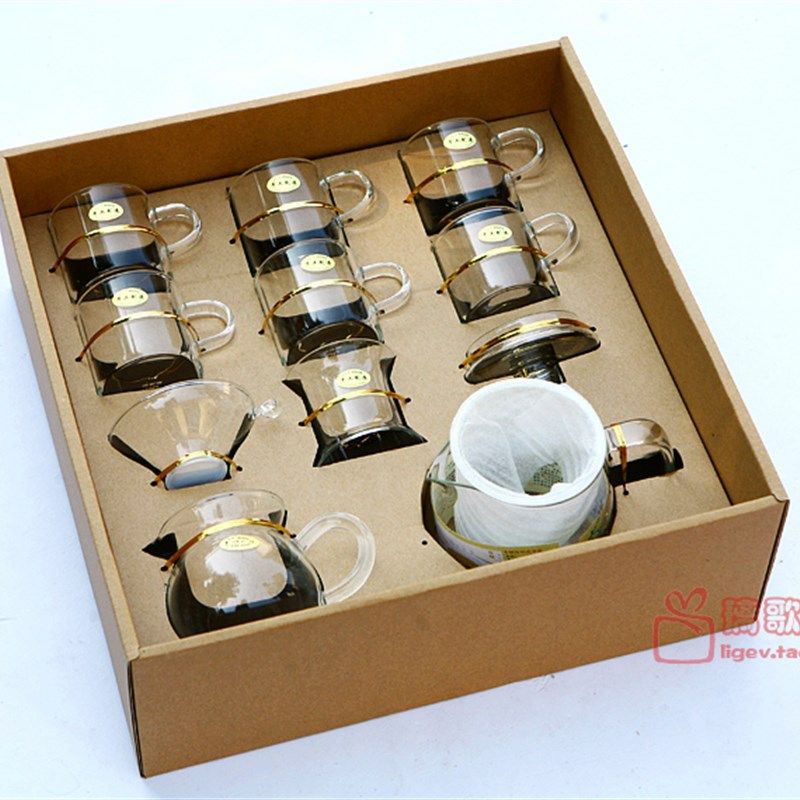 包邮礼品茶具家用茶具套装耐热玻璃茶具花茶简约中式功夫茶具礼盒