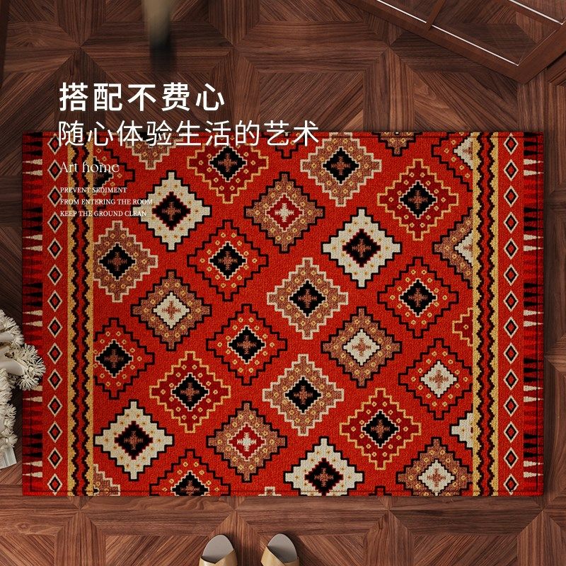 中古民族风美式高级感入户门垫玄关地毯新年防滑门口地垫进门脚垫,居家布艺,入户地垫,淘宝优惠券,粉丝福利购,淘宝优惠卷