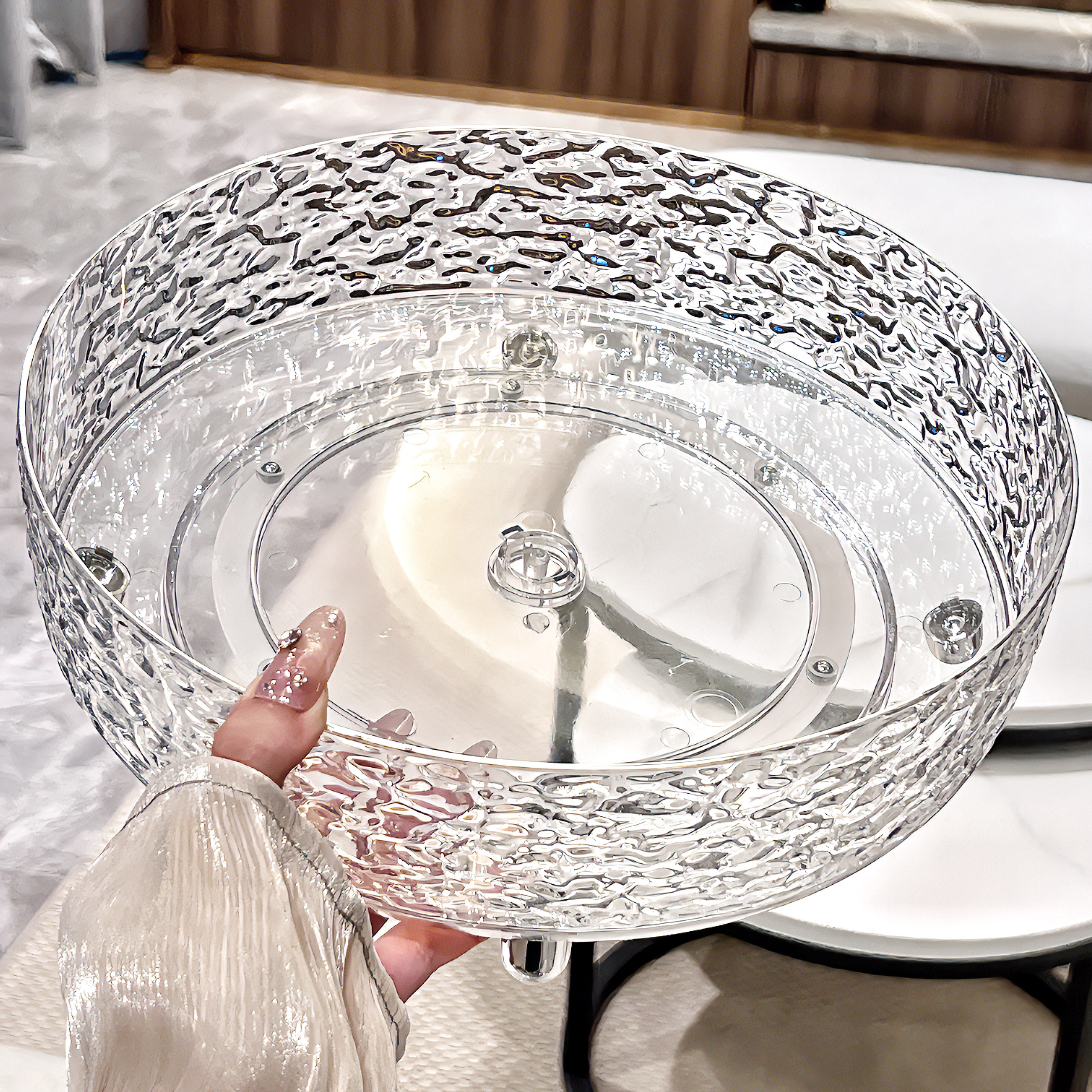 轻奢高档水果盘客厅家用2023新款茶几旋转果盘糖果盘摆放零食盘,餐饮具,果盆/果盘/果篮,淘宝优惠券,粉丝福利购,淘宝优惠卷