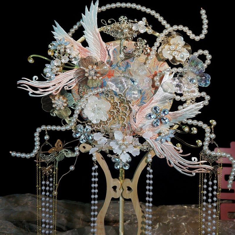 新娘结婚团扇中式高级婚礼重工成品手工秀禾出嫁喜扇子diy材料包,家居饰品,工艺扇/团扇/喜扇/折扇,淘宝优惠券,粉丝福利购,淘宝优惠卷