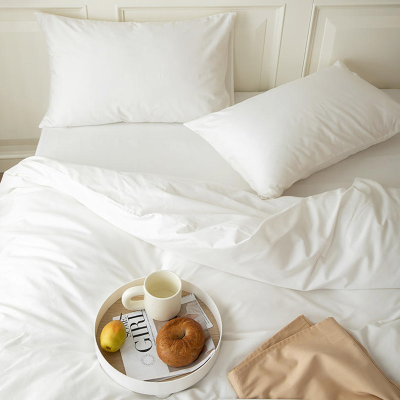 白色酒店被套单件150x200单人被罩民宿床上四件套全棉纯棉三件套