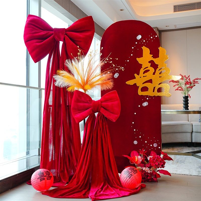 新中式婚房布置结婚客厅喜字婚礼喜庆装饰蝴蝶结绒布贝母kt板套装,节庆用品/礼品,婚房装扮用品,淘宝优惠券,粉丝福利购,淘宝优惠卷