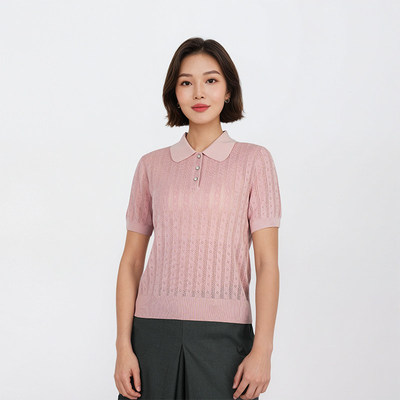 【大潘专享】上衣薄款百搭针织桑蚕丝简约夏季polo衫1N2093
