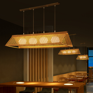 艺术吧台灯禅意复古饭店木艺吊灯中式 民宿餐厅餐饮灯 茶舍茶室日式