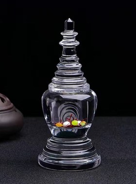 天然白水晶舍利塔 手工制作佛塔摆件装藏舍利子瓶子嘎乌盒 水晶塔