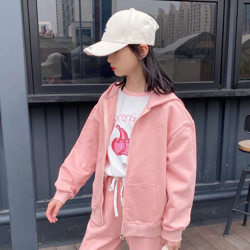 女童外套春秋款儿童卫衣开衫中大童拉链衫2024春装纯棉洋气宽松潮