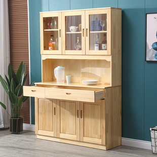 松木餐边柜茶水柜实木餐厅碗柜酒柜储物柜厨房厅柜家具三门柜包邮