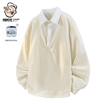 POPEYE美式假两件Polo领卫衣