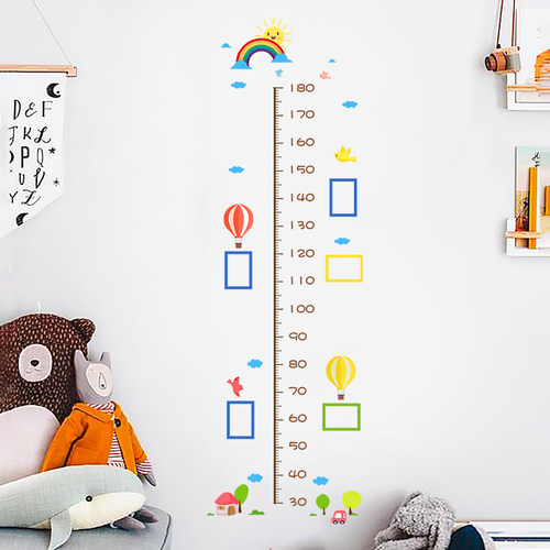 儿童房卧室装饰记录客厅宝宝量身高尺卡通身高贴纸墙贴自粘可移除