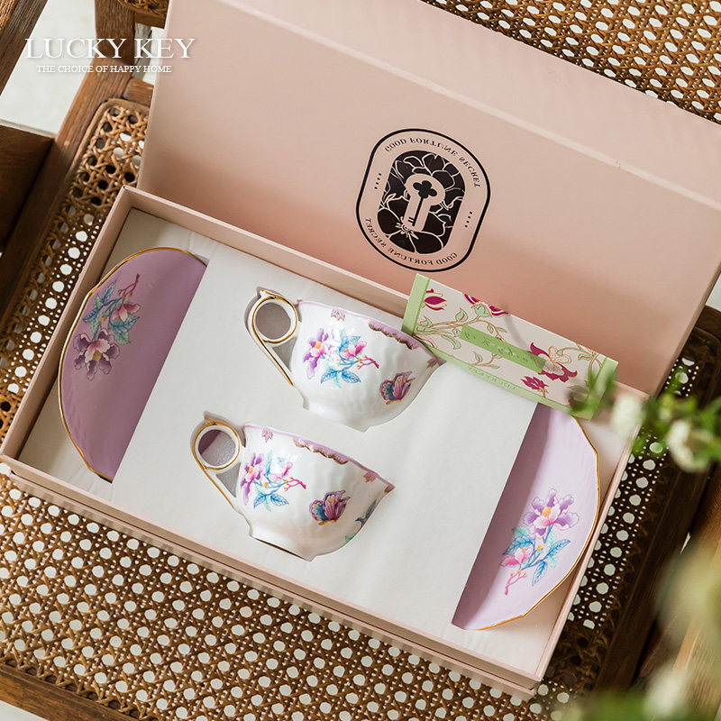 幸运秘钥 秘密花园骨瓷咖啡杯礼盒装套装高档精致杯子伴手礼送人