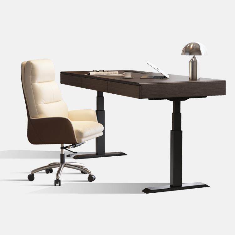 意式极简智能电动升降书桌现代简约双电机书房实木电脑工作办公桌