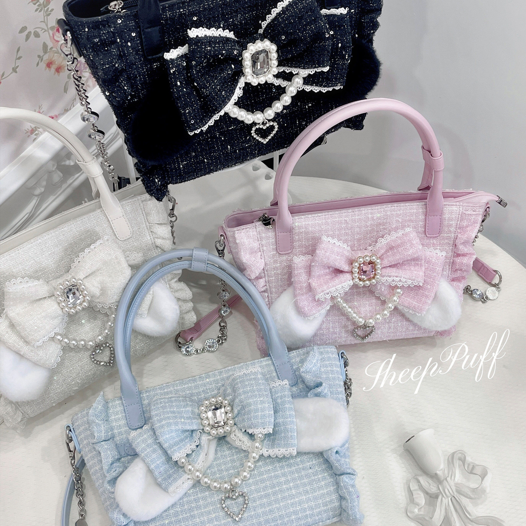 【现货】兔蕾蕾绵羊泡芙原创量产日系花边小香风手提包斜挎包,模玩/动漫/周边/娃圈三坑/桌游,lolita洛丽塔包袋,淘宝优惠券,粉丝福利购,淘宝优惠卷