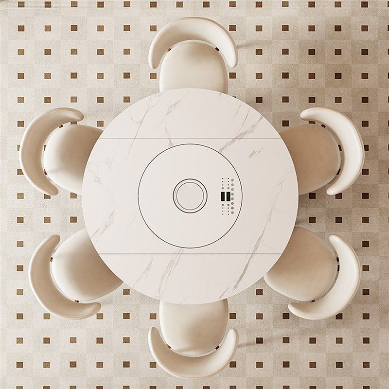 岩板智能语音实木餐桌椅家用暖菜板带转盘电磁炉高端圆桌伸缩折叠,住宅家具,岩板餐桌,淘宝优惠券,粉丝福利购,淘宝优惠卷