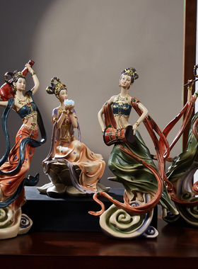 新中式敦煌飞天摆件茶室禅意装饰家居客厅玄关酒柜博古架摆设高端