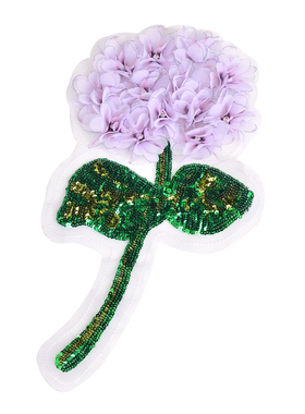 大号手工钉珠夏日网纱刺绣亮片绣球花T恤服装DIY装饰辅料手缝布贴