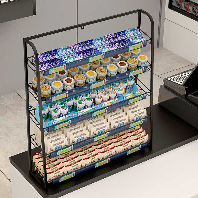 超市货架转角收银台前货架陈列展示架 可拆卸小卖部超市口香糖架
