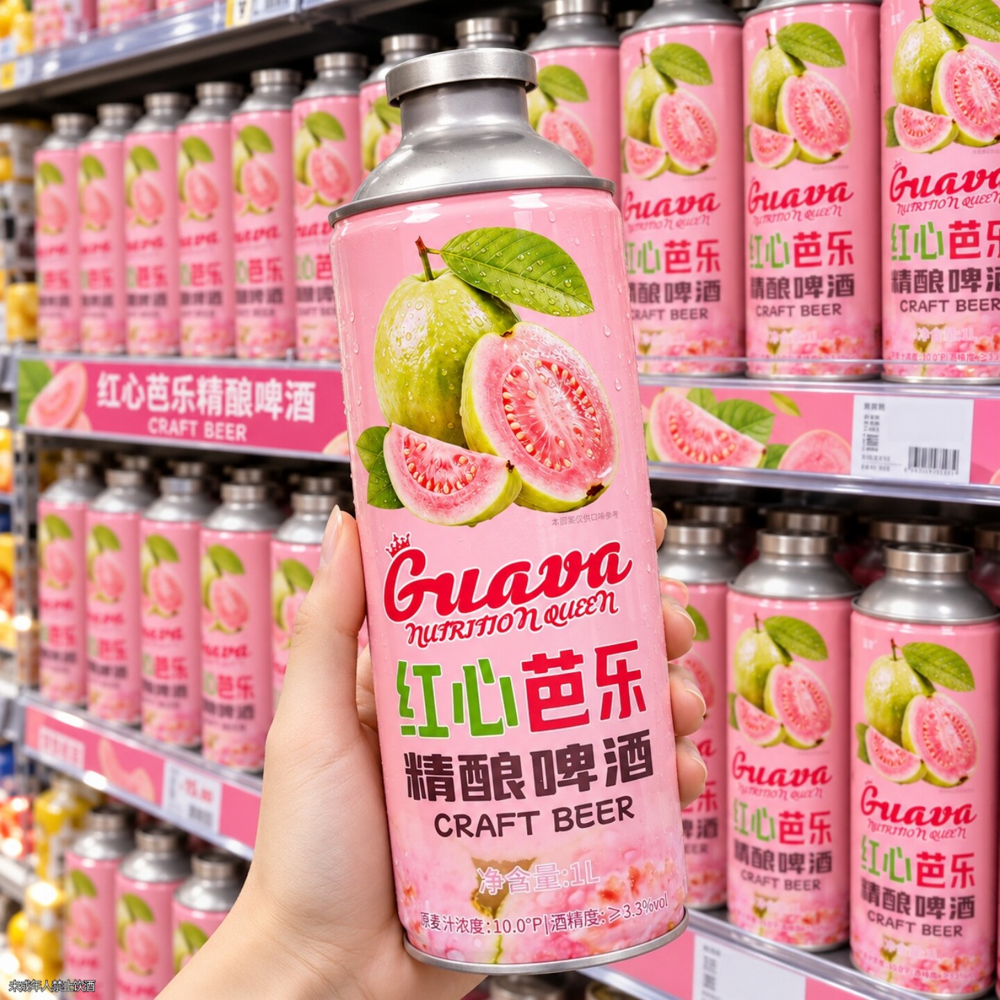 【商超同款】红心芭乐精酿啤酒1L/罐装果味啤酒家商常备囤货