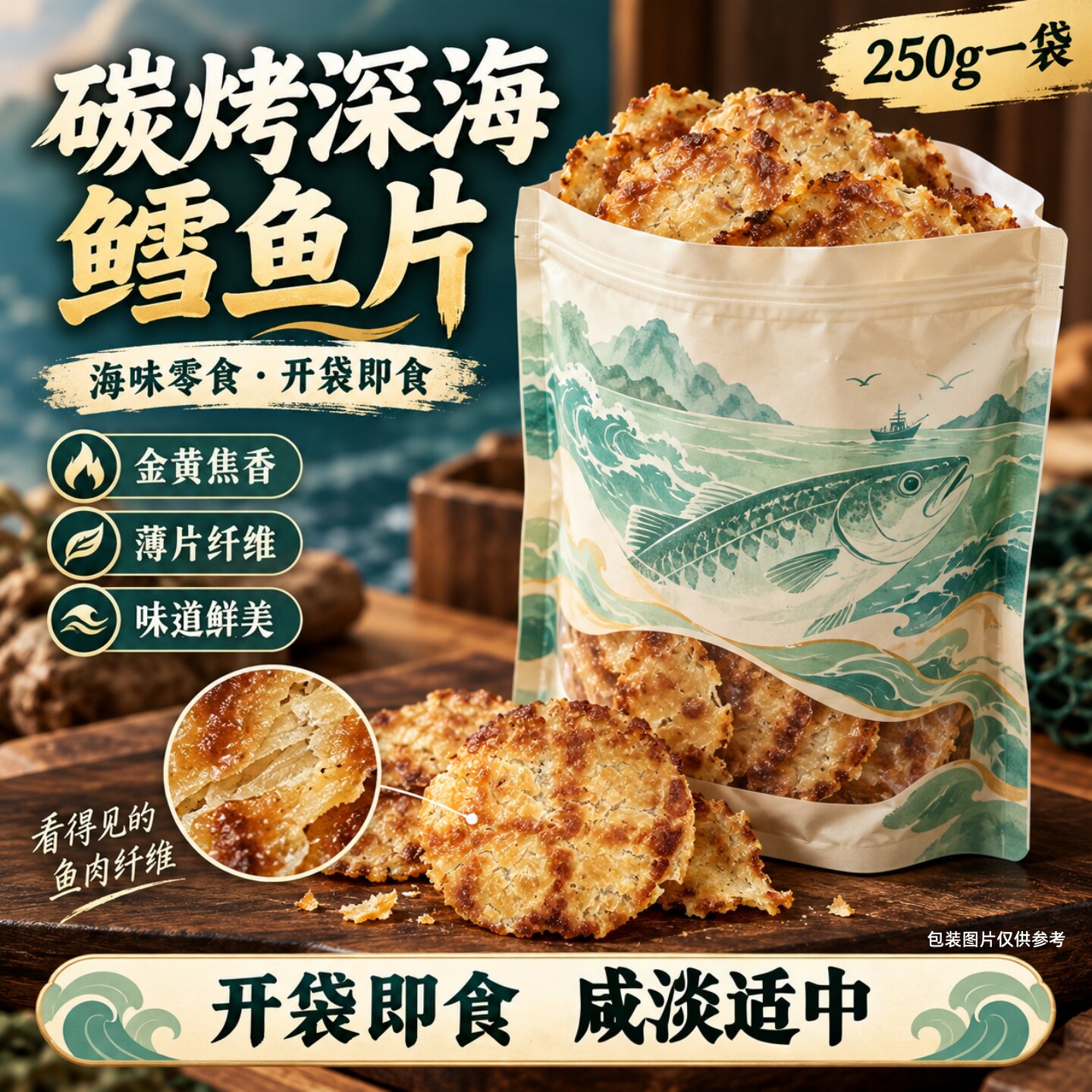 碳烤深海烤鱼片即食鳕鱼手撕鱼片烟台特产海味休闲解馋零食