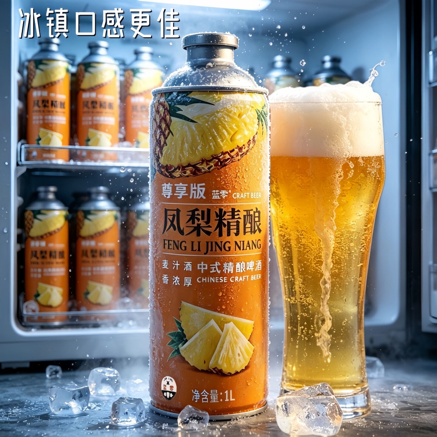 【现货】1L*2罐凤梨风味中式精酿啤酒聚会宴席精酿果味啤酒批发图片