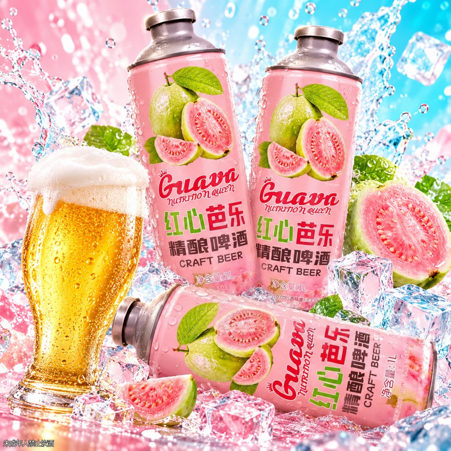 红心芭乐精酿啤酒1L*4罐装果香浓郁家庭聚会常备果啤囤货装