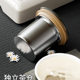 Vanow陶瓷马克杯带盖大容量保温杯茶水分离泡茶杯子不锈钢咖啡杯