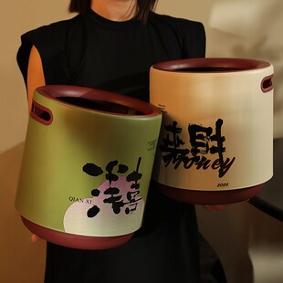高颜值客厅垃圾桶家用2024新款卧室房间双层大容量新中式高档纸篓